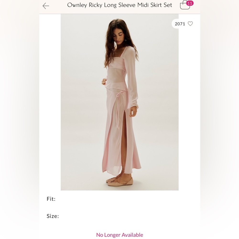 Free People long sleeve midi skirt set